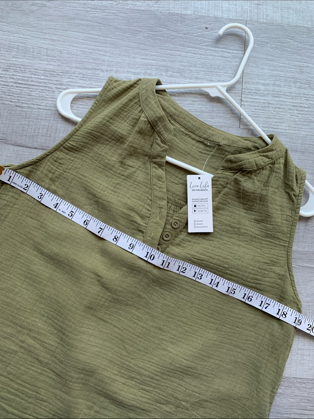 Cupshe Women’s Olive Green Sleeveless Gauzy Blouse, Size S. - Picture 6 of 7